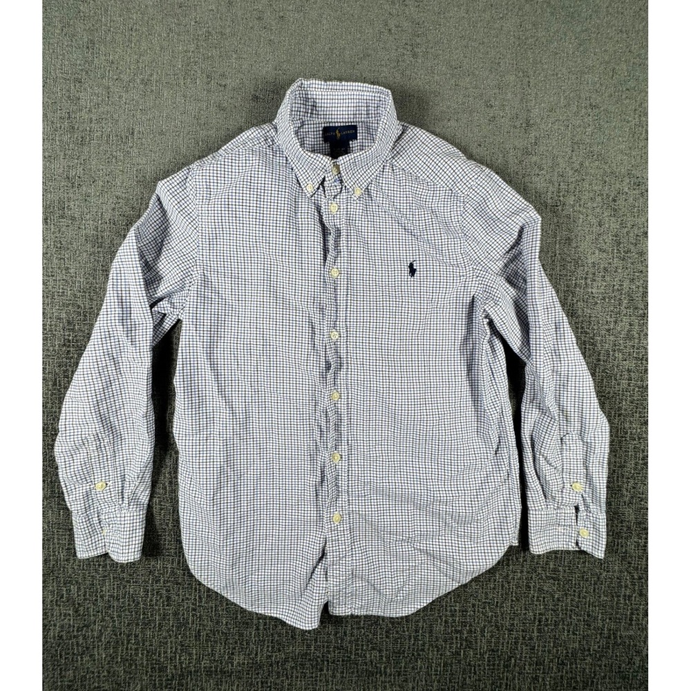 Polo Ralph Lauren Mens Gingham Button Down Shirt Blue White Check Size L 14-16